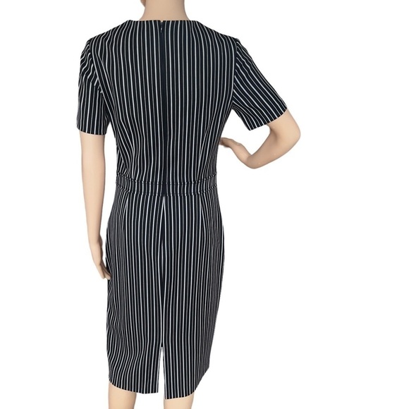 Banana Republic Black Grey Striped  Pinstriped Fitted Midi Shift Dress 4 Tall - Picture 5 of 15